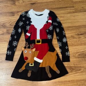 Festive Black Christmas Sweater Dress / Top S